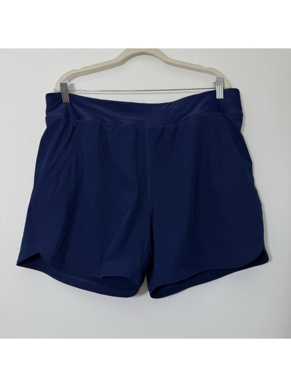 Lands' End Swim Board Shorts With Liner Women's Size 16 Navy Blue Stretch Pocket